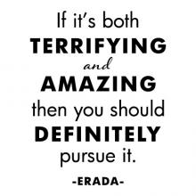 If it's both terrifying and amazing then you should definitely pursue it. -Erada- motivation motivational inspiration life goals