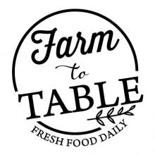 Farm to Table Fresh Food Daily wall quotes vinyl lettering wall decal home decor kitchen cook cooking check farmhouse chef