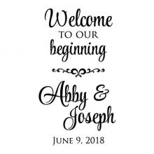 Welcome to our beginning bride and groom name custom wedding date wall quotes vinyl lettering wall decal wedding decor vinyl stencil custom personalized wedding date names sign