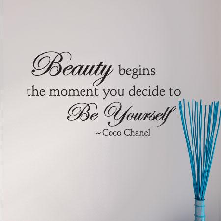 Beauty Begins Elegant Wall Quotes™ Decal | WallQuotes.com